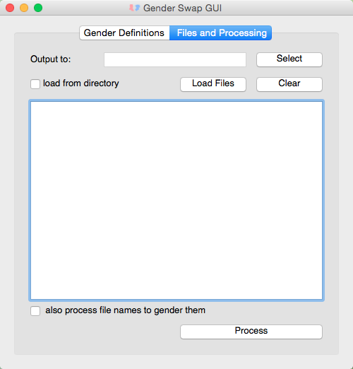The Files and Processing tab